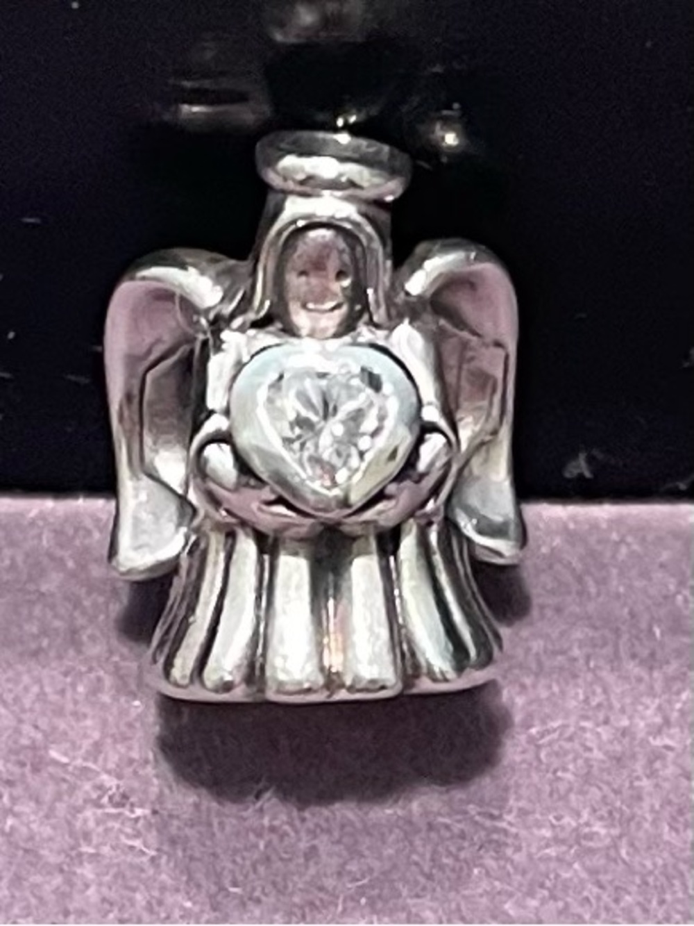 Authentic Pandora Angel of Love CZ Heart Charm 792010CZ Retired